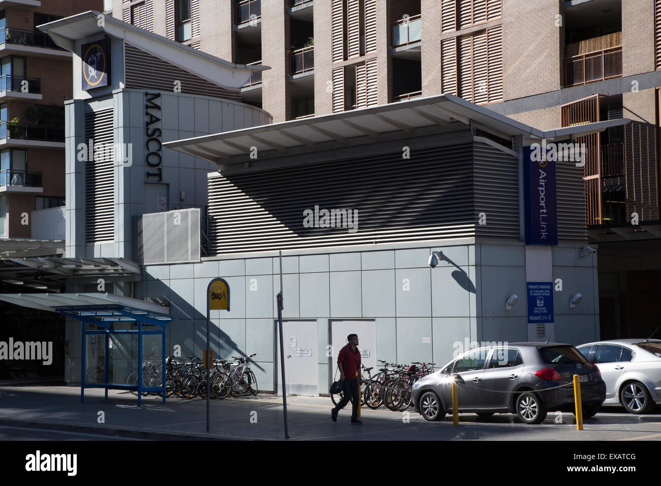 Mascot train station on Bourke Road, Mascot in Sydney, Australia Stock