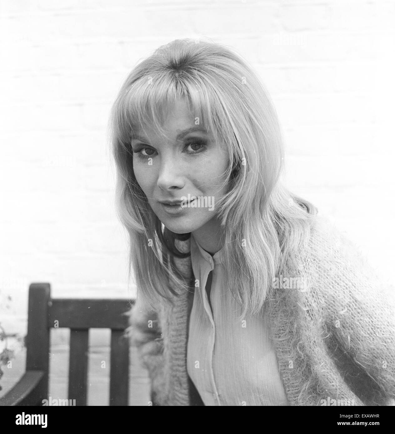 British actress Susan Hampshire at home in Chelsea in1967 Stock Photo