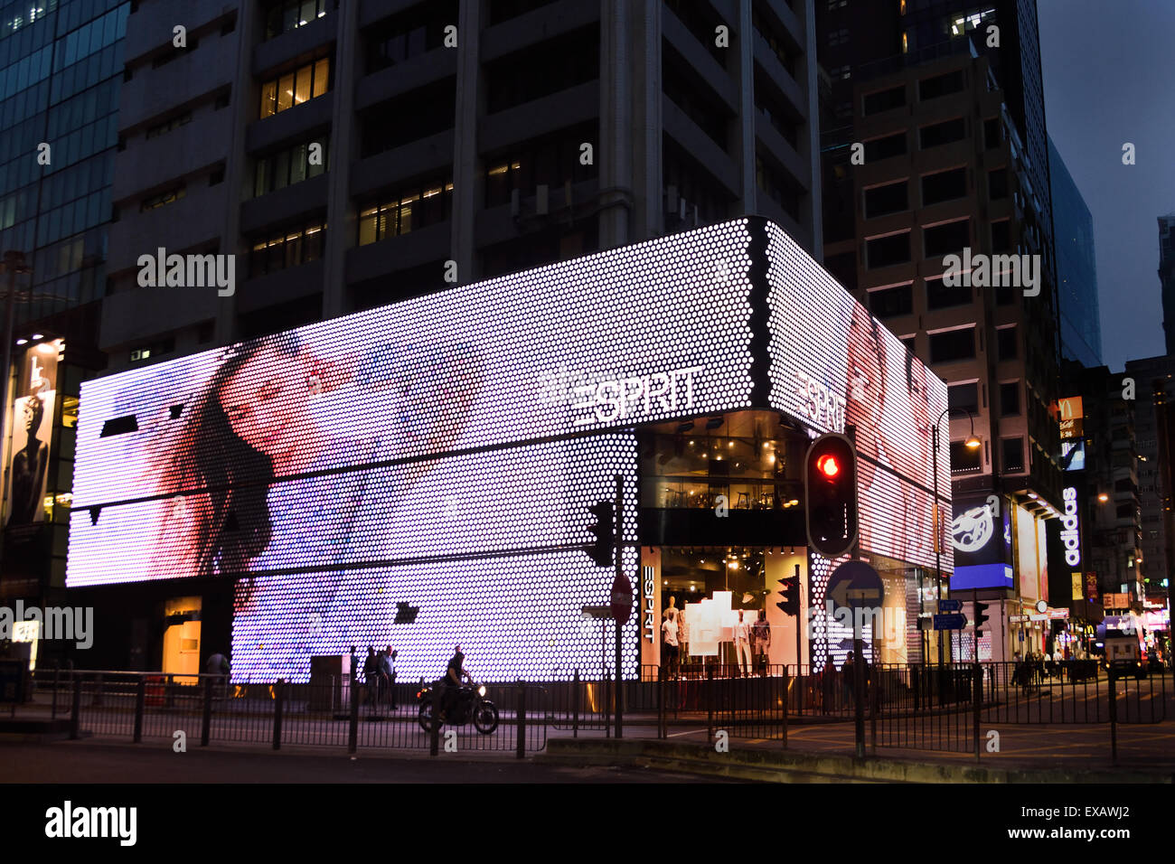 Esprit Fashion Store Hong Kong Kowloon - Sim Sha Tsui - China Chinese ( evening night neon light billboard ) Stock Photo