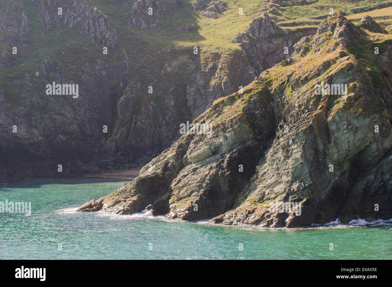 Rocky cliff and coast, East Prawle, Gammon Head, Devon, West Coast, UK Stock Photo