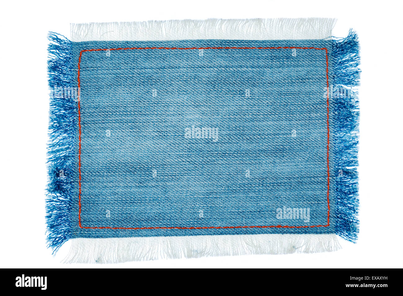 Frame of denim  with fringe with place for your text,on a white background Stock Photo