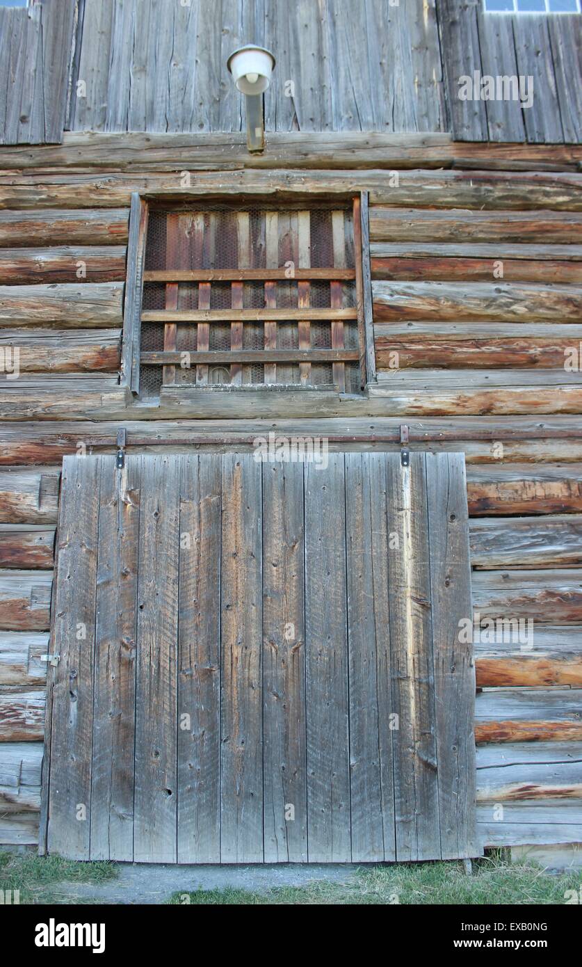 Old wood barn door Stock Photo