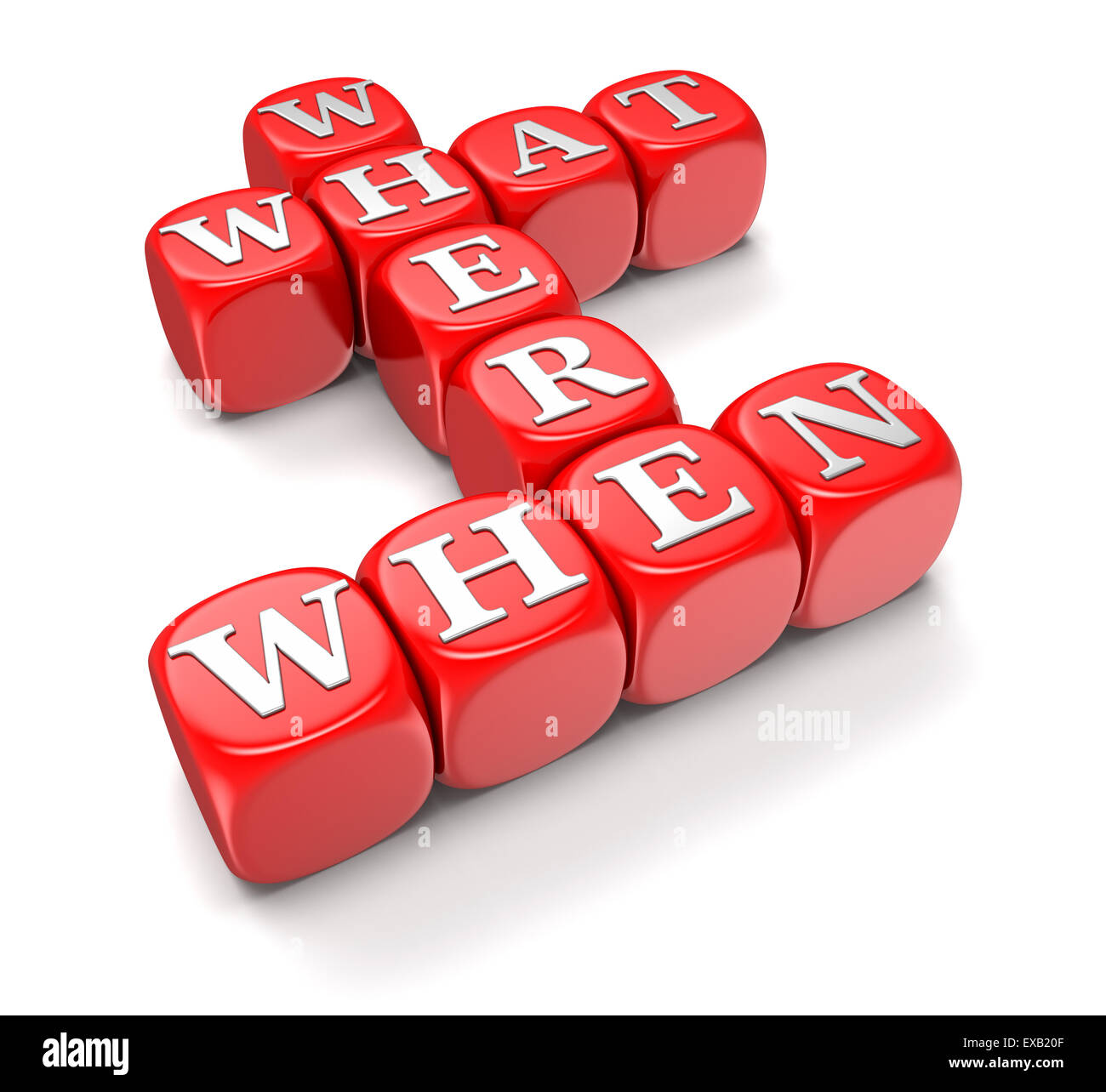 Crossword with what where and when (clipping path included Stock Photo Crossword with what where and when (clipping path included Stock Photo