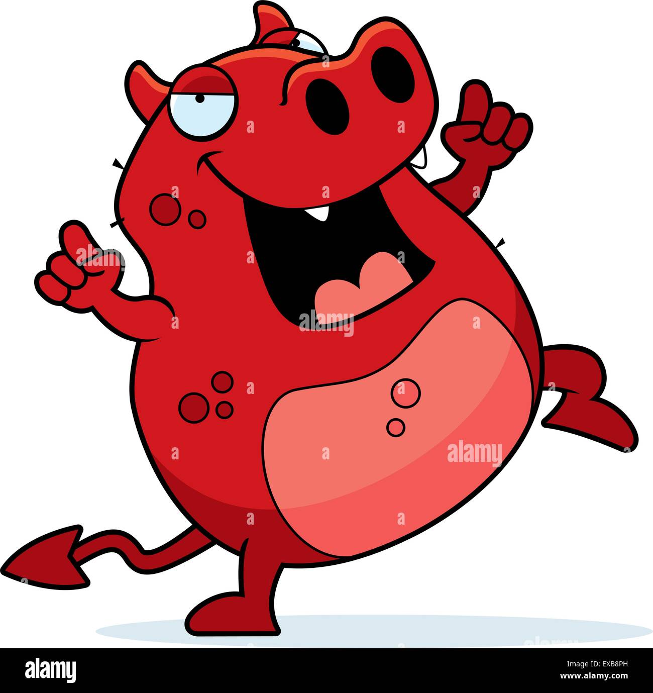 A happy cartoon devil dancing and smiling. Stock Vector