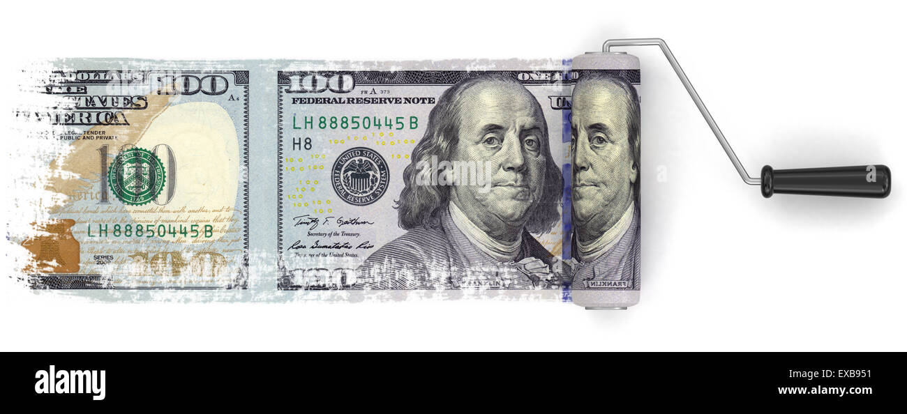 Paint roller and dollar (clipping path included Stock Photo Alamy