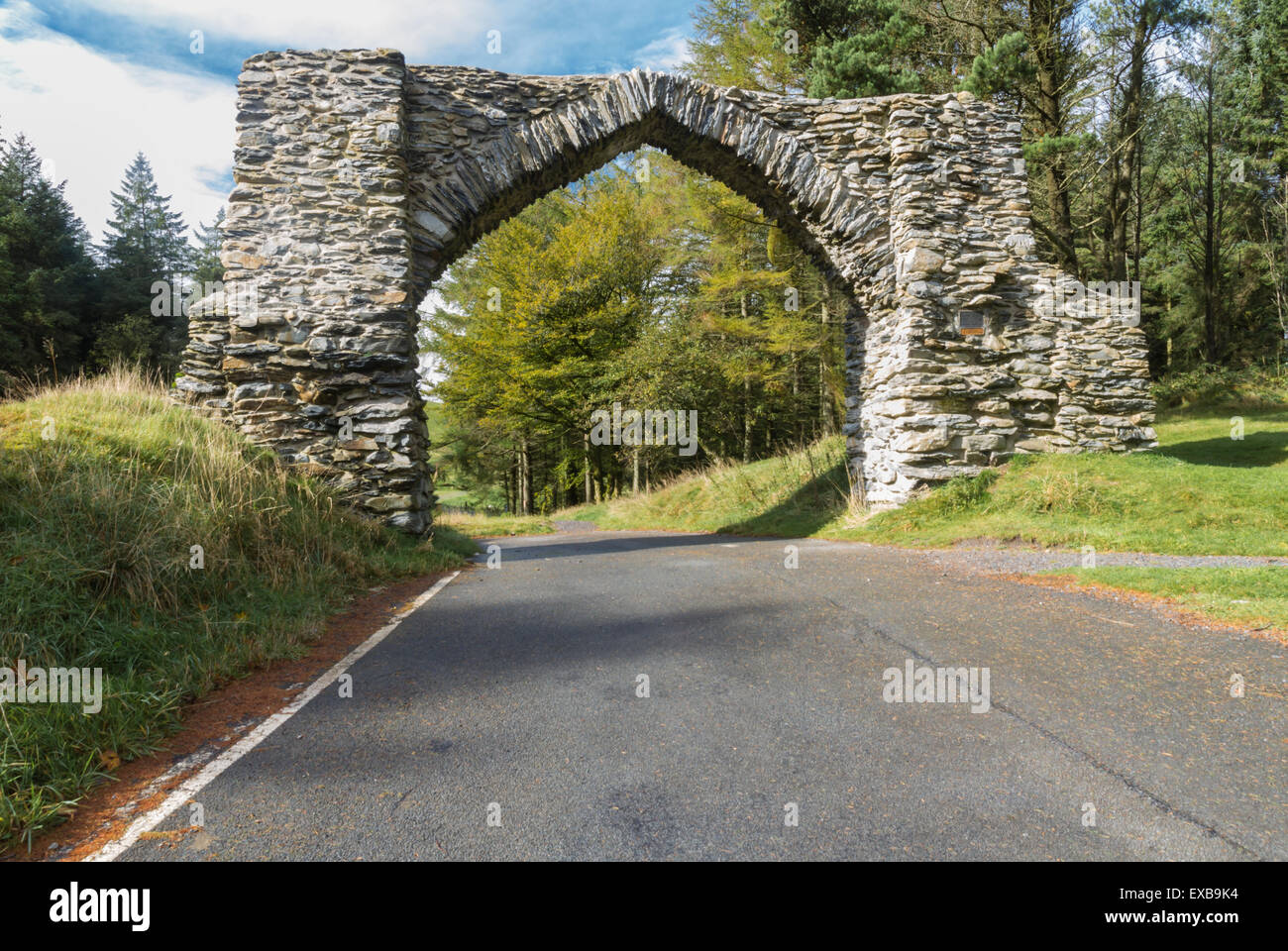 The Jubilee Arch folly, Hafod estate,  Pontarfynach, Ceredigion, Wales, United Kingdom, Europe. Stock Photo