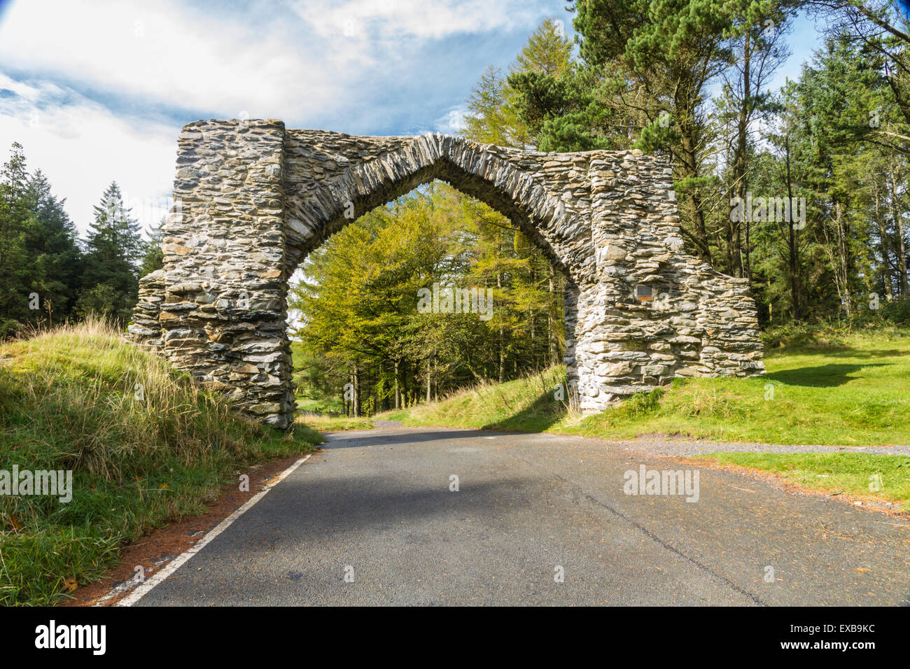 The Jubilee Arch folly, Hafod estate,  Pontarfynach, Ceredigion, Wales, United Kingdom, Europe. Stock Photo