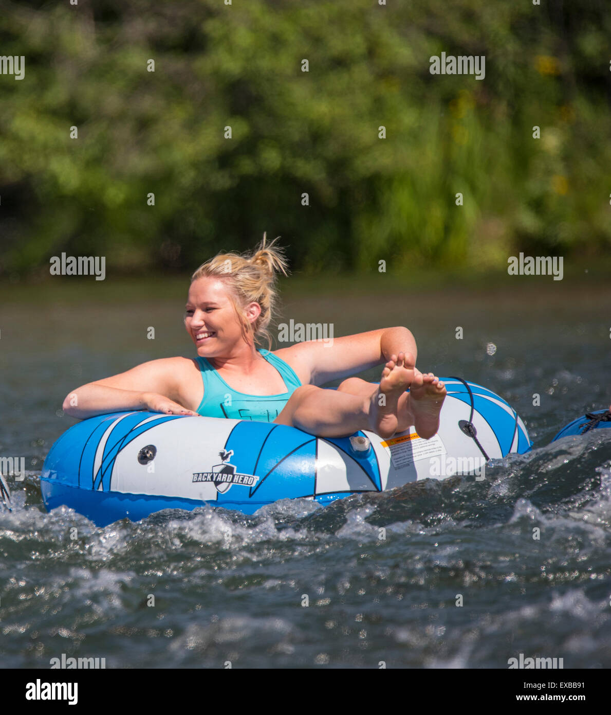 Floating the Boise River, People having fun tubing the River. Boise