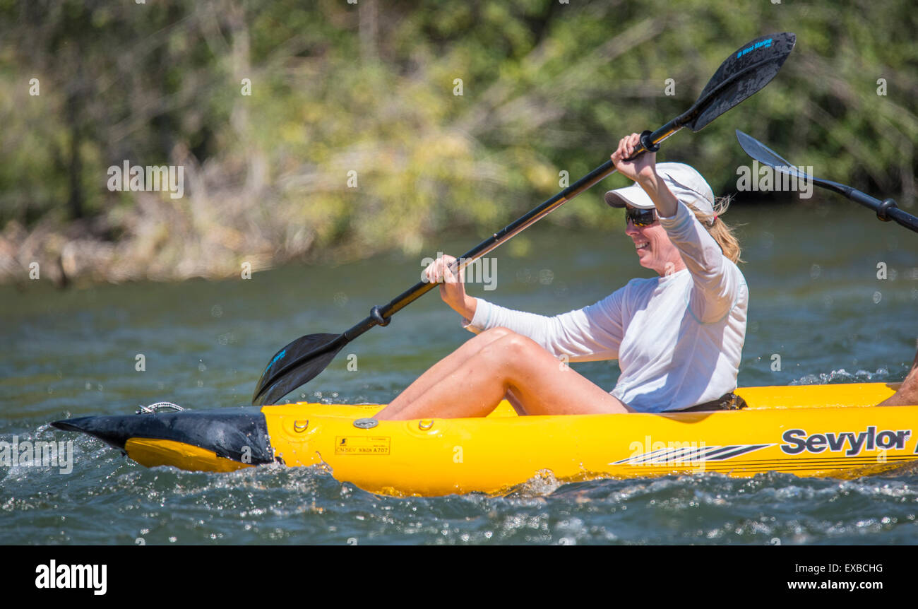 Floating the Boise River in the summer. City of Boise. Stock Photo