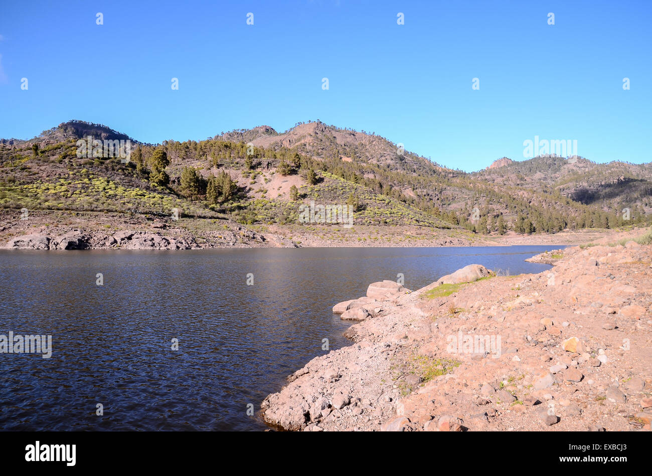 Dark Water Lake in Gran Canaria Stock Photo