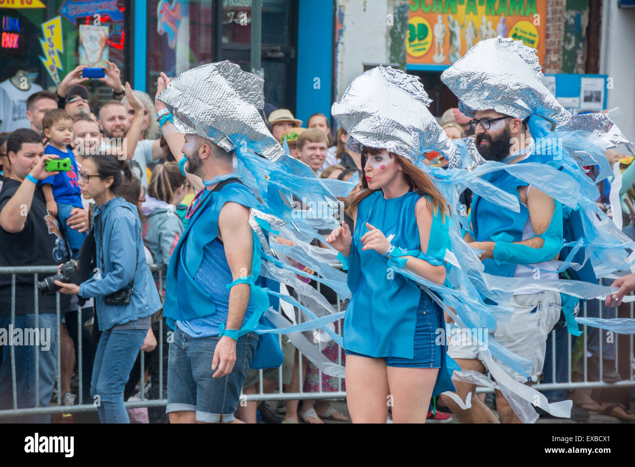 The Mermaid parade, the largest art parade in the nation and a celebration of ancient mythology and honky-tonk rituals Stock Photo