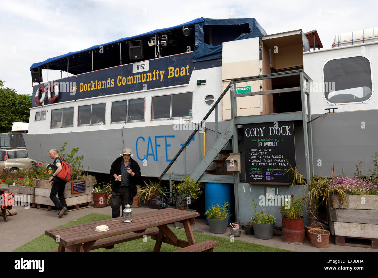 The River Princess, Docklands Community Boat & Cafe at Cody Dock, Canning  Town, London, UK Stock Photo - Alamy