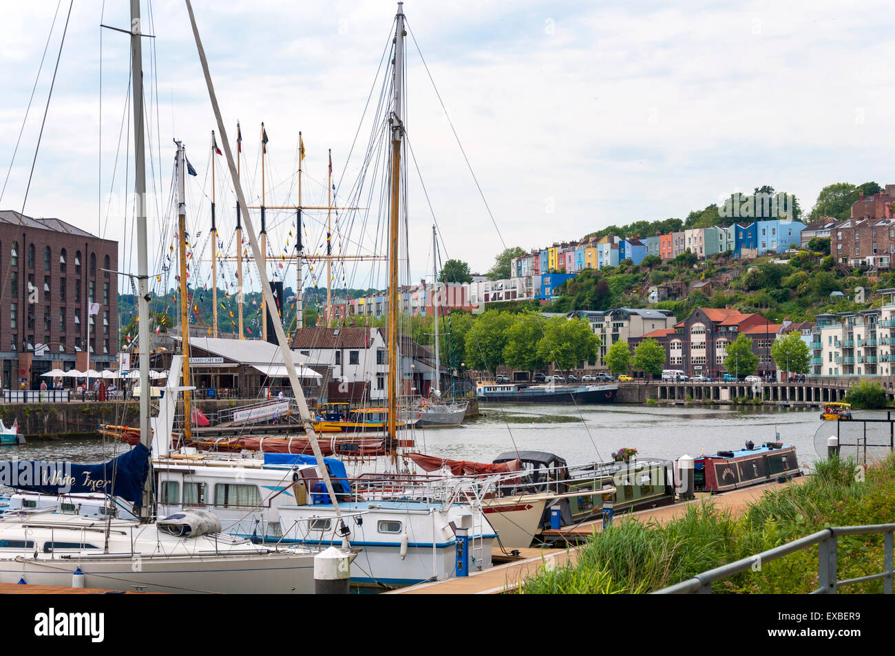Bristol Harbour waterfront properties and yachts boats houseboats Stock
