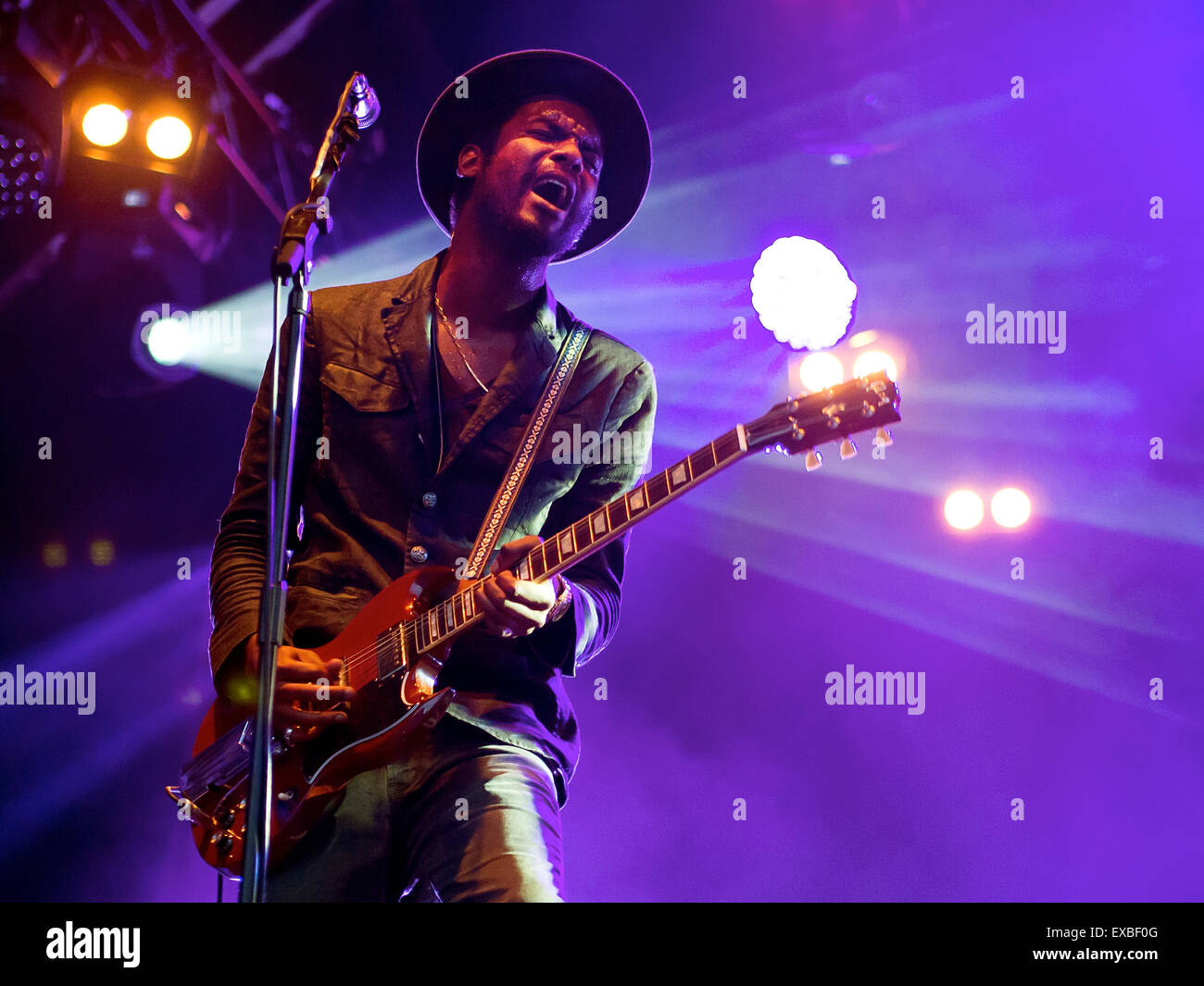 London, UK. 10th July, 2015. Gary Clark Jr playing live gig at Somerset House London UK Credit:  Martyn Goddard/Alamy Live News Stock Photo