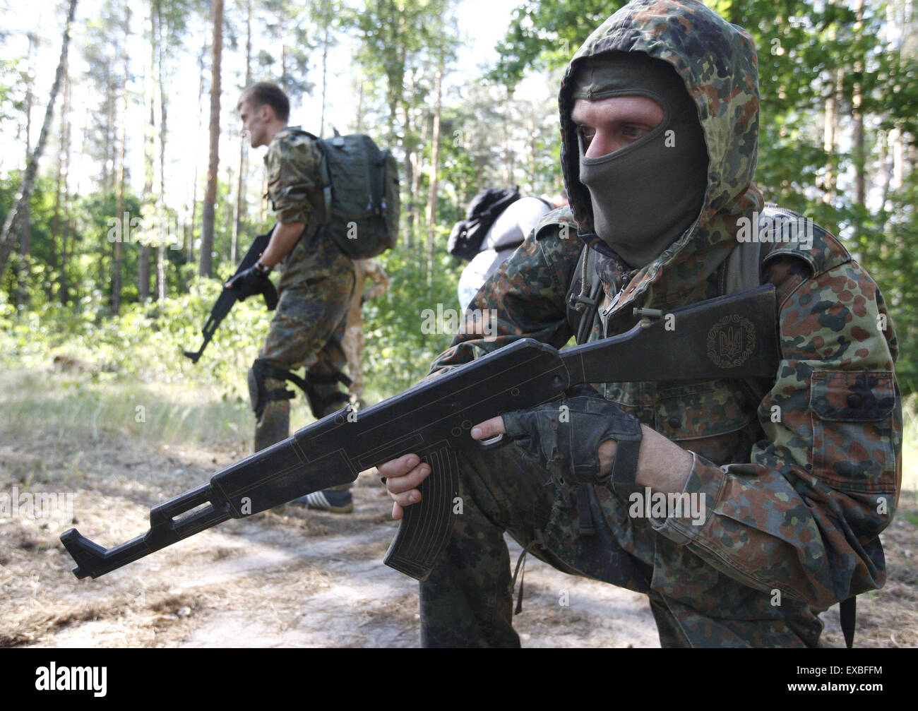 July 10, 2015 - Kiev, Ukraine - Ukrainians in military uniforms take up ...