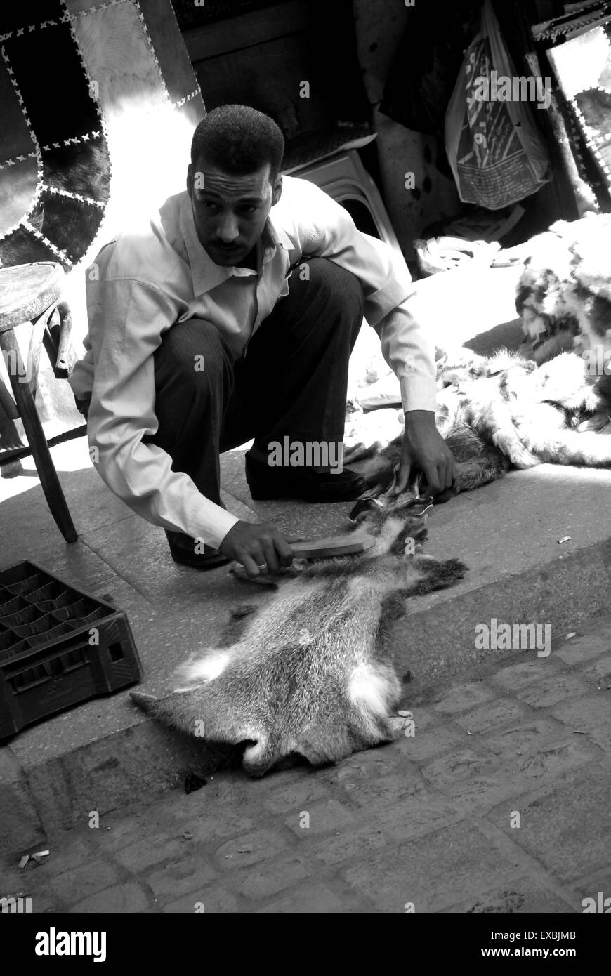 Street trader, Khan El Khalili Bazaar, Cairo Stock Photo