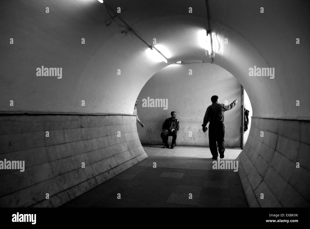 Tourist policeman in underground walkway, Cairo, Egypt Stock Photo