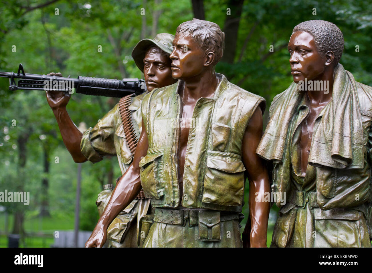 Vietnam War Veterans Memorial Statue, Three Servicemen, Washington DC Stock Photo