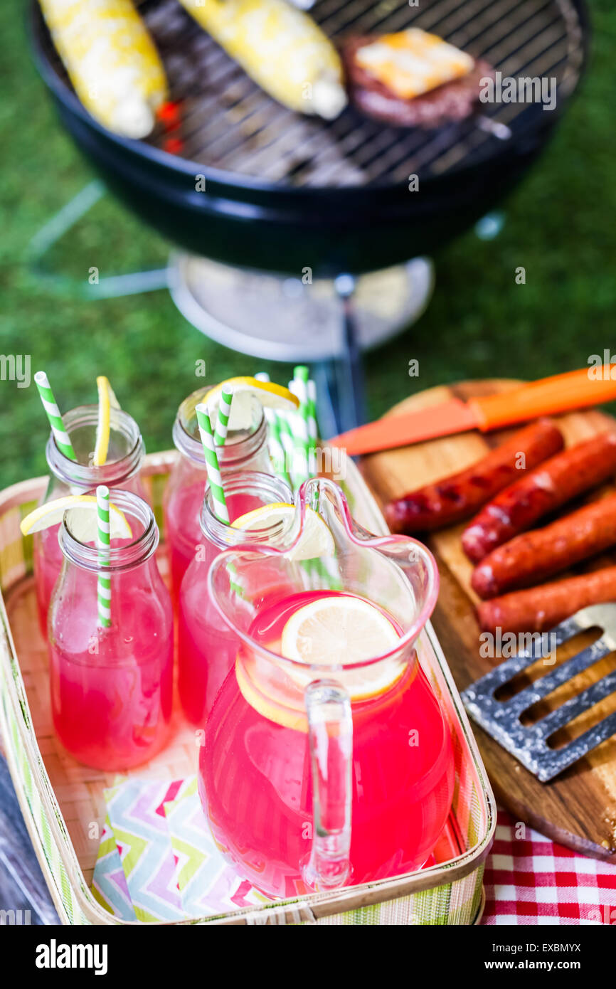 Summer picnic with small charcoal grill in the park Stock Photo Alamy