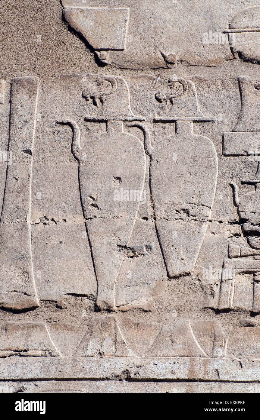 Karnak, Luxor, Egypt. Temple of Karnak sacred to god Amon: sculptures ...