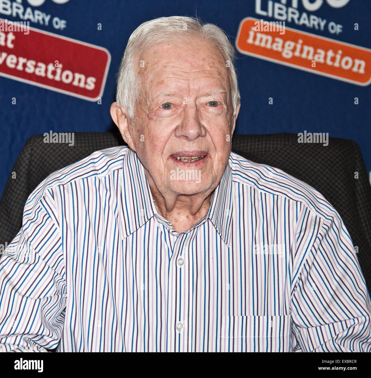 Philadelphia, Pennsylvania, USA. 10th July, 2015. Former President Jimmy Carter Signs His New Book 'A Full Life: Reflections at Ninety' at The Free Library of Philadelphia on July 10, 2015 in Philadelphia, Pennsylvania, United States. Credit:  Paul Froggatt/Alamy Live News Stock Photo
