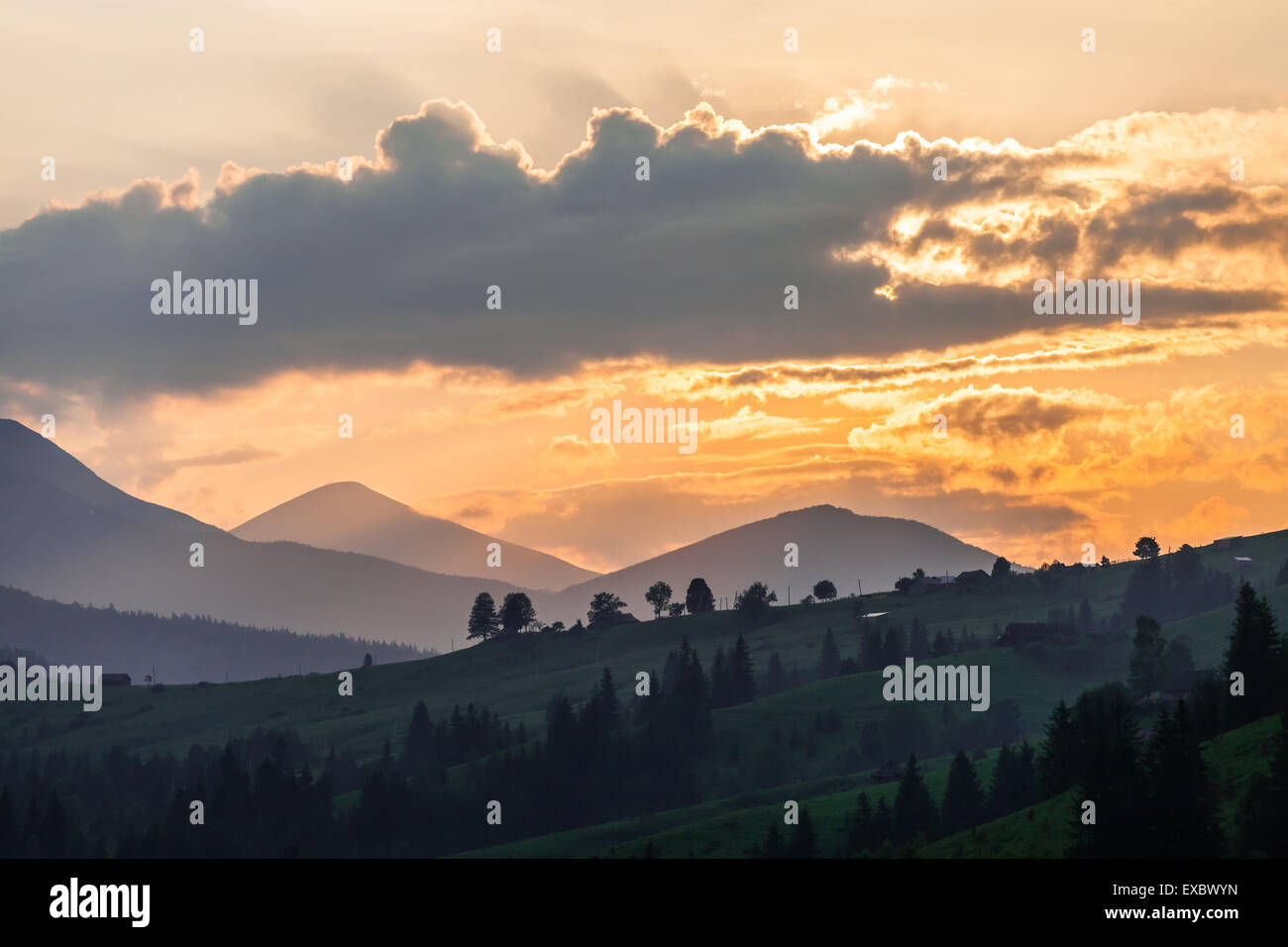 Misty morning in the Carpathians. The Ukraine Stock Photo - Alamy