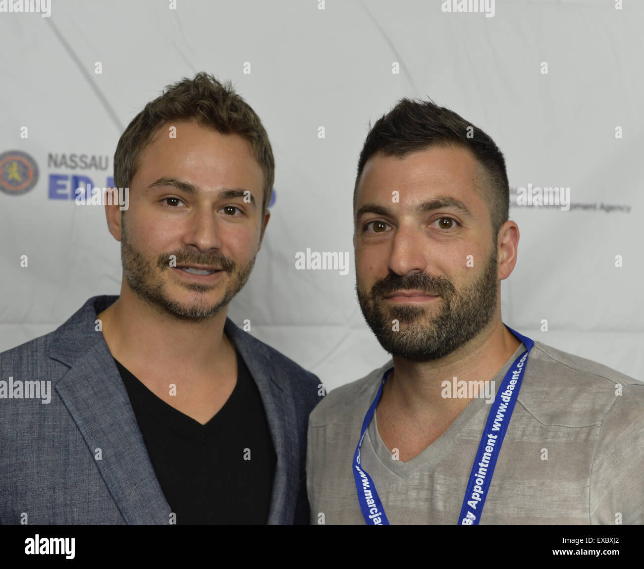 July 10, 2015 - Bellmore, New York, United States - L-R, JORDAN HOROWITZ and FRANK FERENDO, Co-Directors and Producers of the documentary ANGEL OF NANJING, attend the Official Opening Night Reception of LIIFE, Long Island International Film Expo. The film is about Chen Si who has saved over 300 people from commiting suicide at the Yangtze River Bridge in Nanjing, the most popular place in the world to commit suicide. LIIFE events, including screenings nextdoor at Bellmore Movies, panels, and ceremonies, span from July 8 through July 16. (Credit Image: © Ann Parry/ZUMA Wire) Stock Photo
