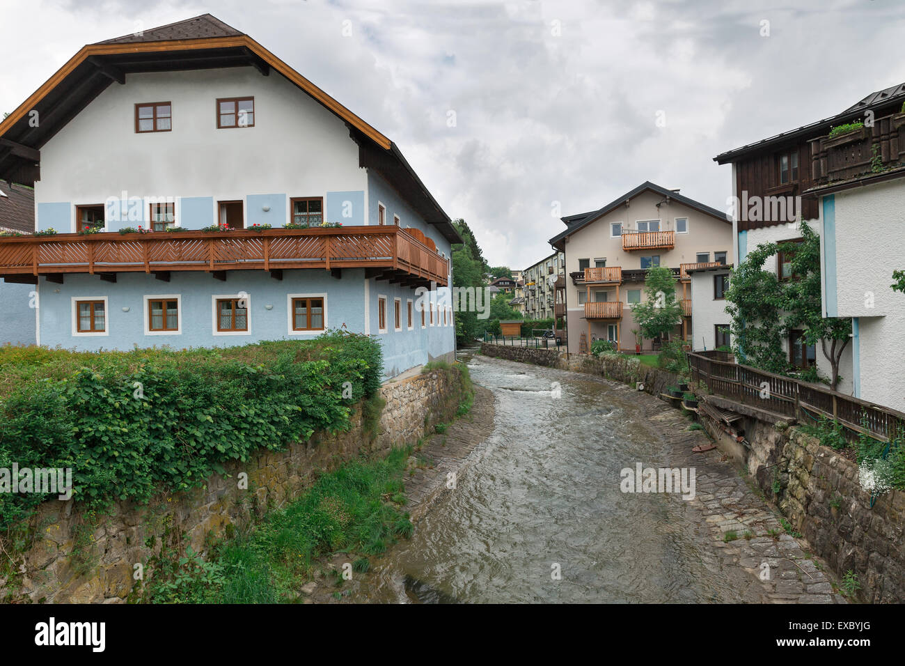 The architecture of the village of Mondsee, Austria Stock Photo