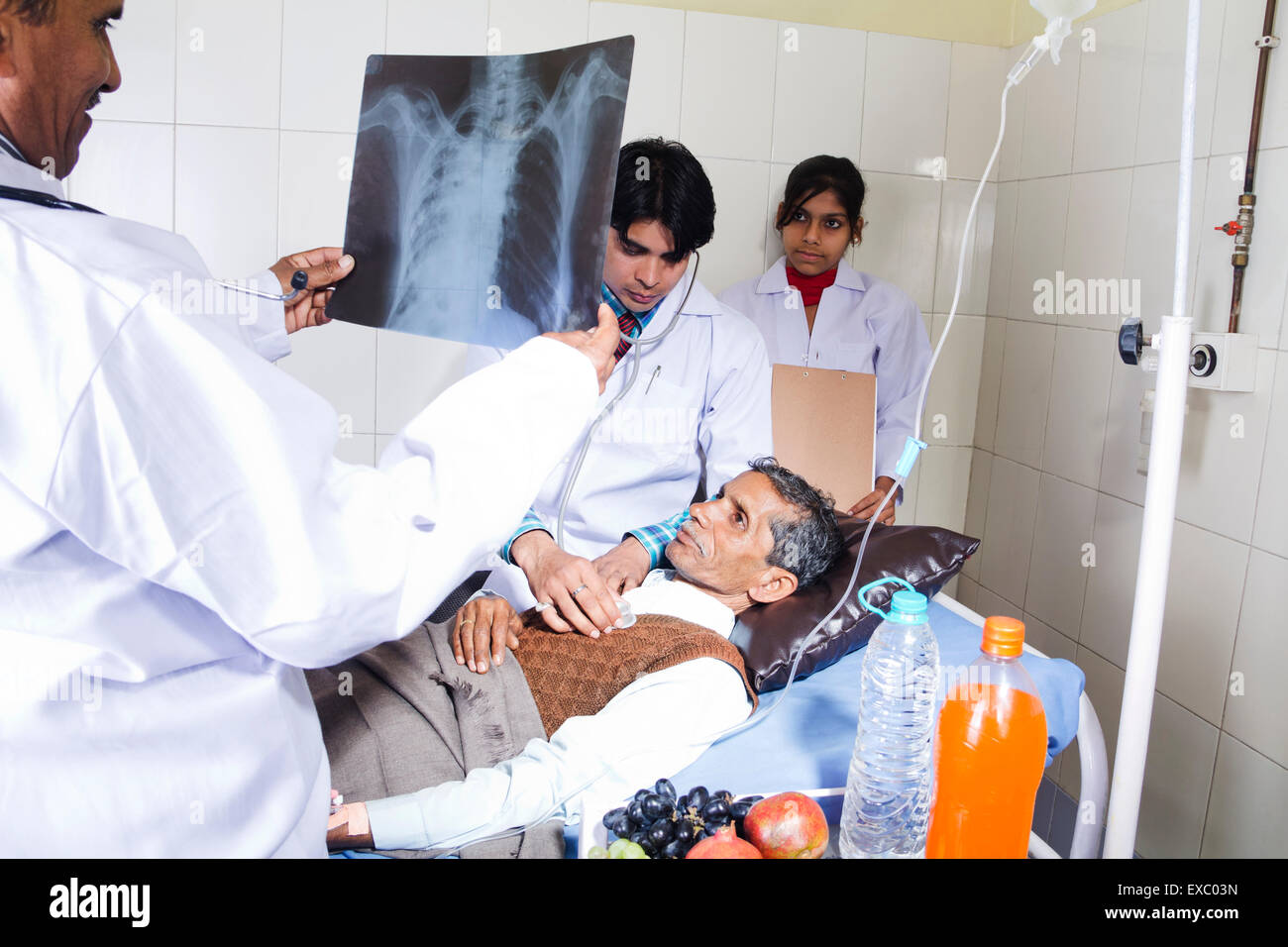 indian doctor hospital Patient  X-Ray report Checking Stock Photo