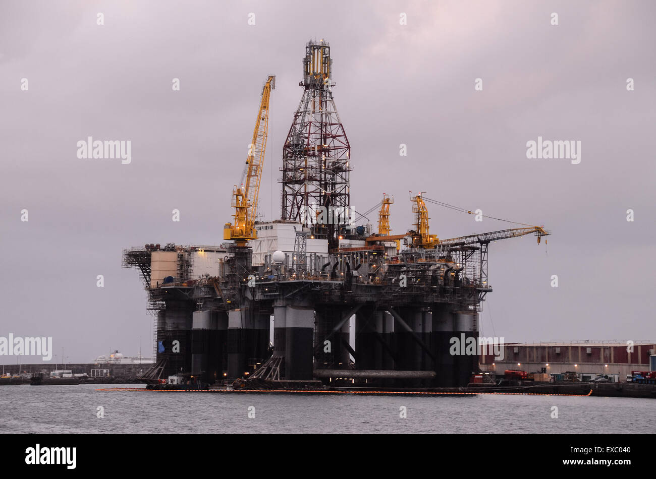 Oil Drilling Rig Silhouette Stock Photo