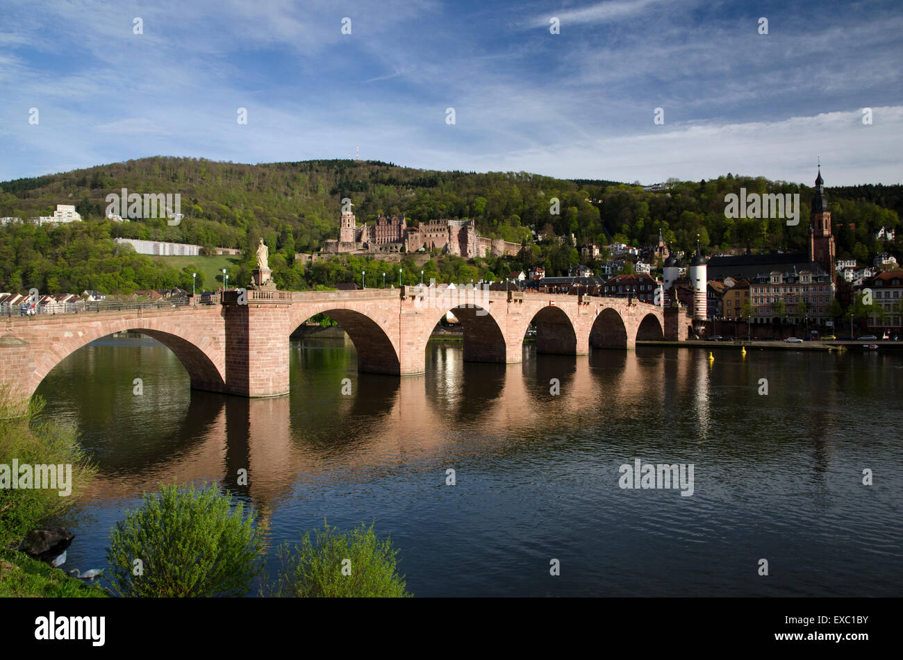 Die Alte Brucke Old Bridge Heidelberg Germany River Neckar Stock Photo