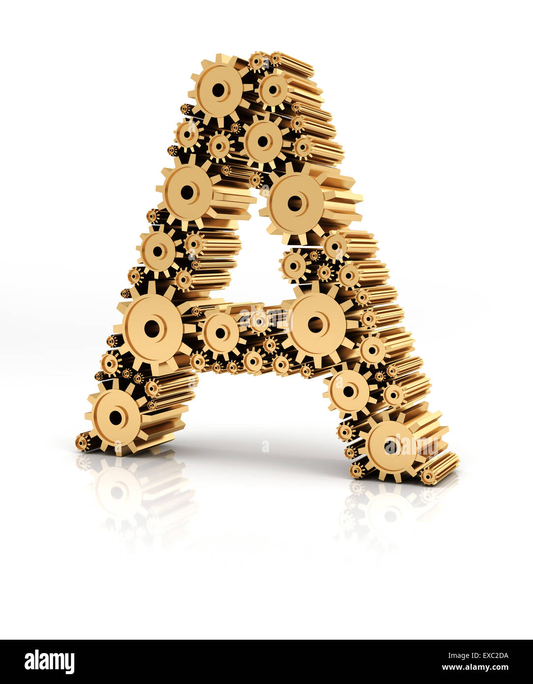 Alphabet A formed by gears Stock Photo