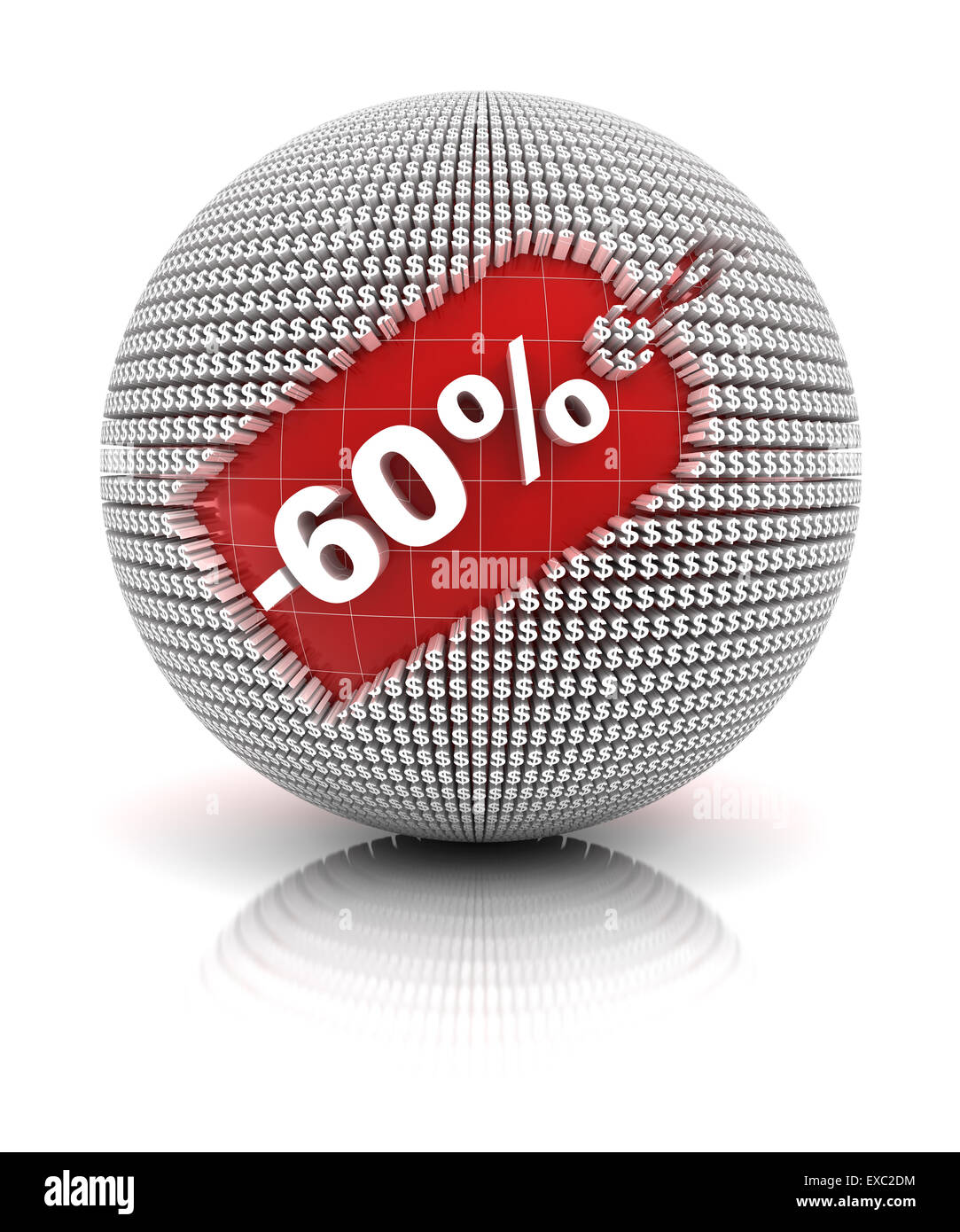 60 percent off sale tag on a sphere Stock Photo