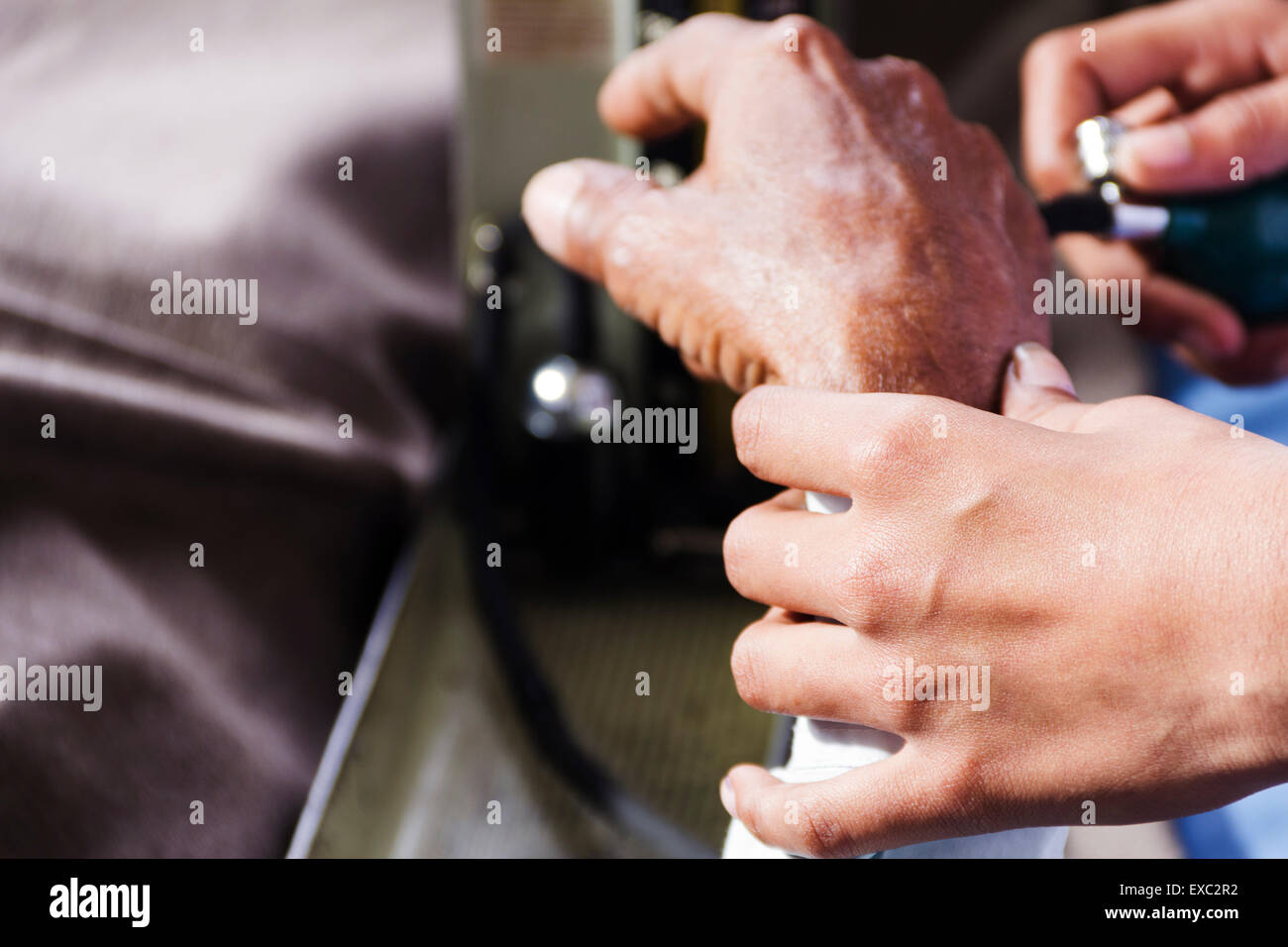 Two nurses checking blood hi-res stock photography and images - Alamy
