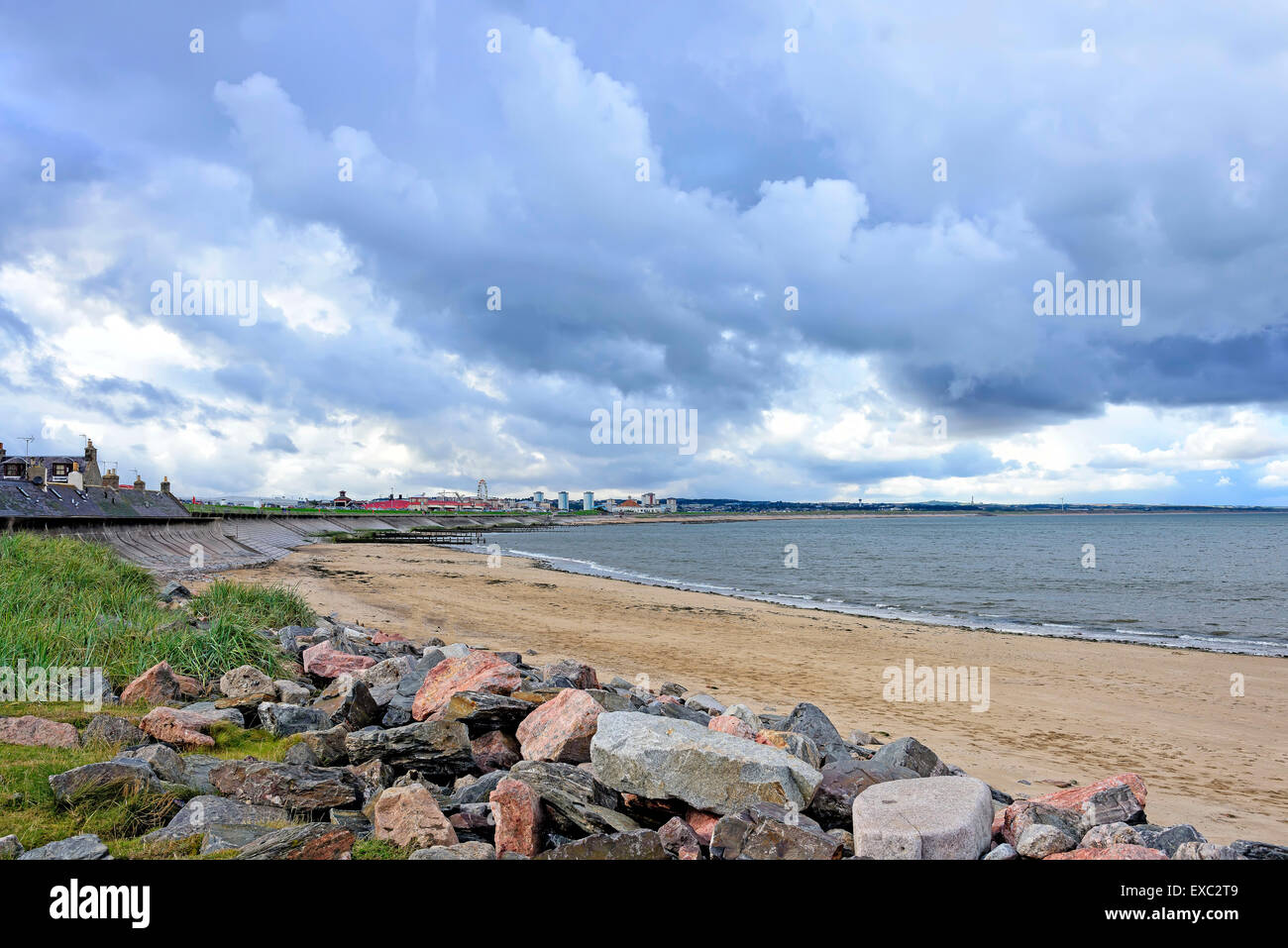 View of Aberdeen beach. Aberdeen is Scotland's third most populous city and the United Kingdom's 37th most populous area. Stock Photo