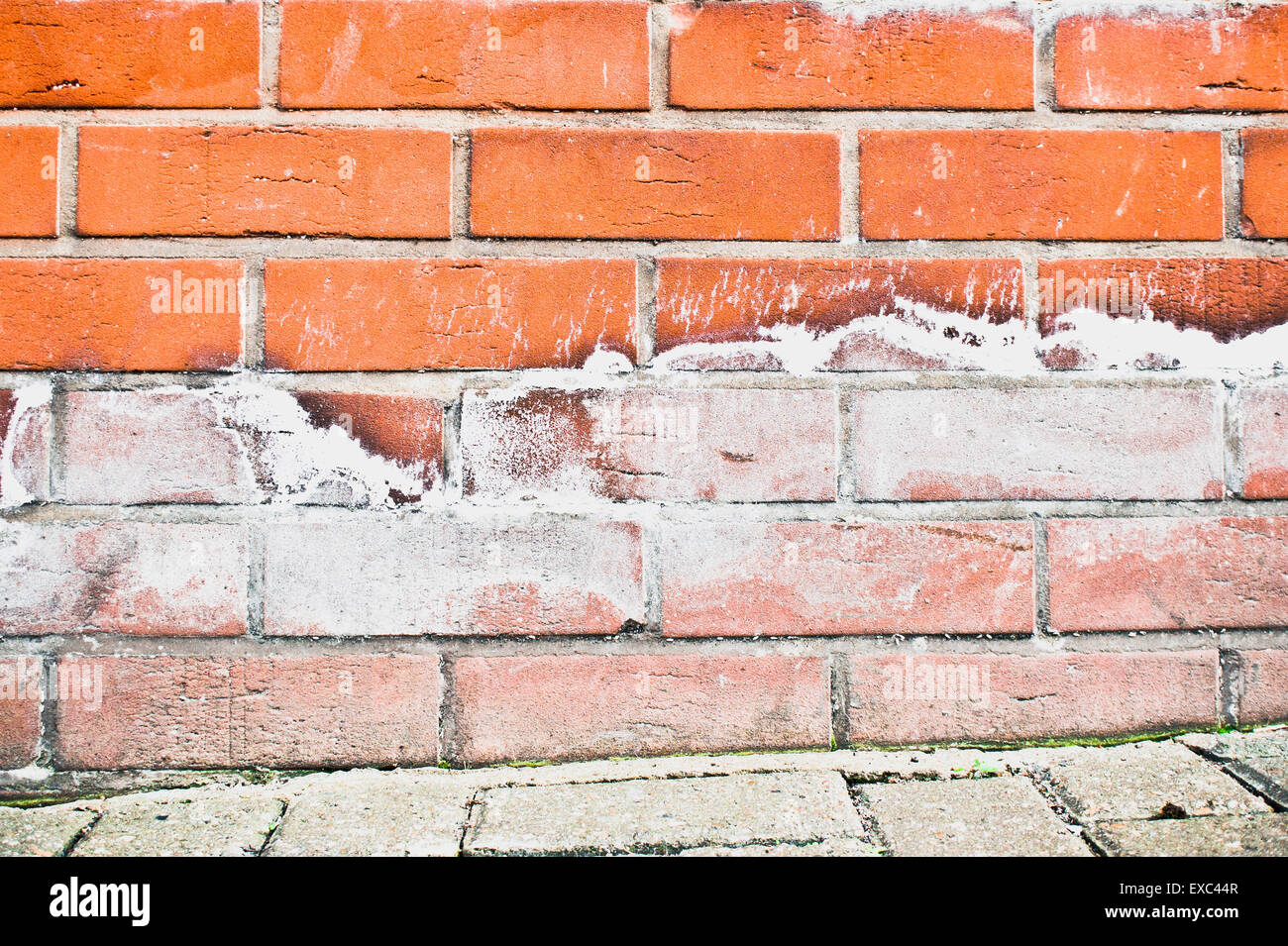 Limescale on a brick wall due to moisture Stock Photo Alamy