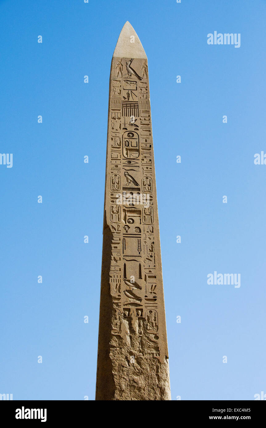 Karnak, Luxor, Egypt. Temple of Karnak sacred to god Amon: obelisks of the pharaoh Tuthmosis I Stock Photo