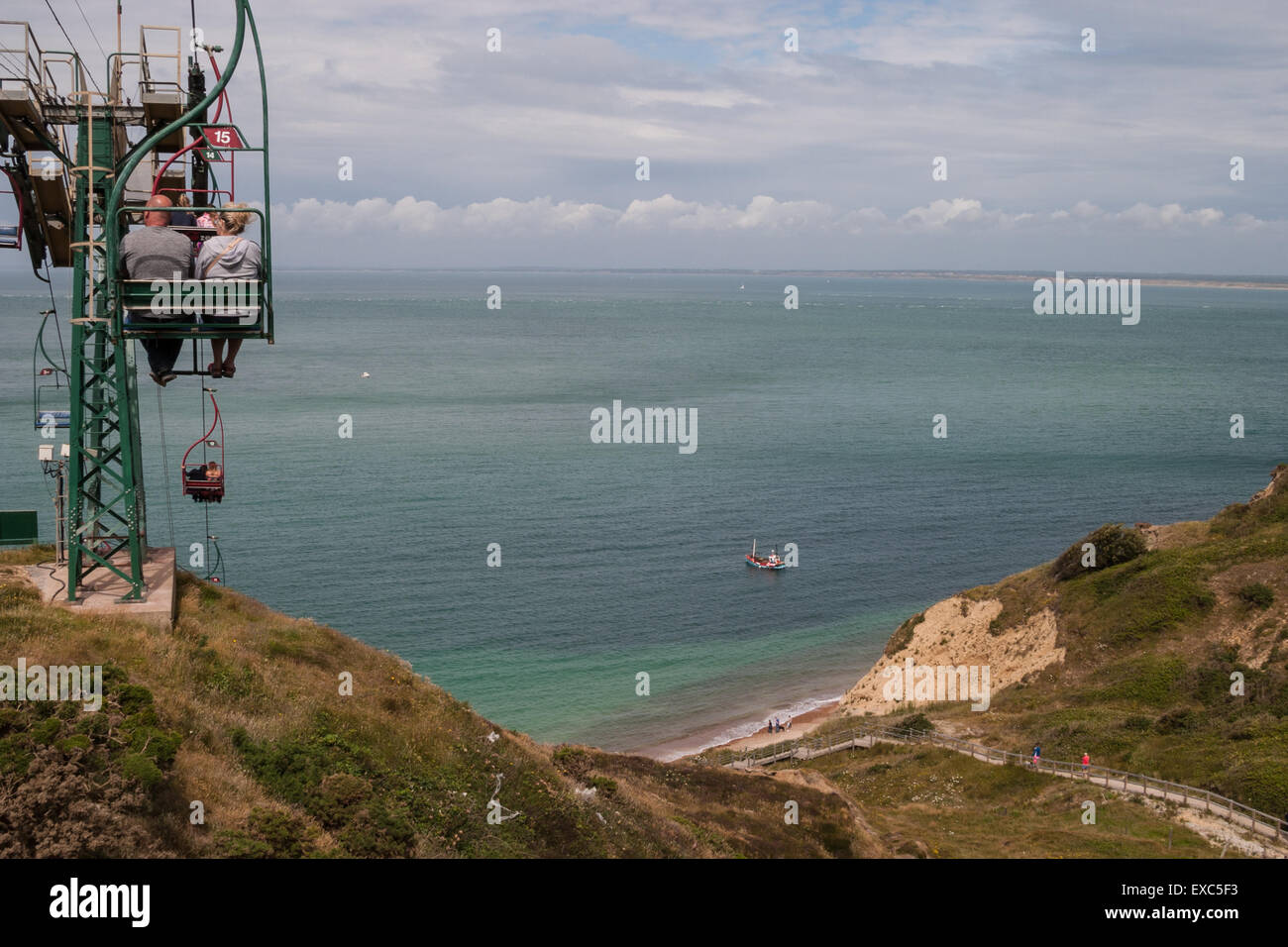 Cable Car Ride, Alum Bay, The Isle of Wight, UK Stock Photo