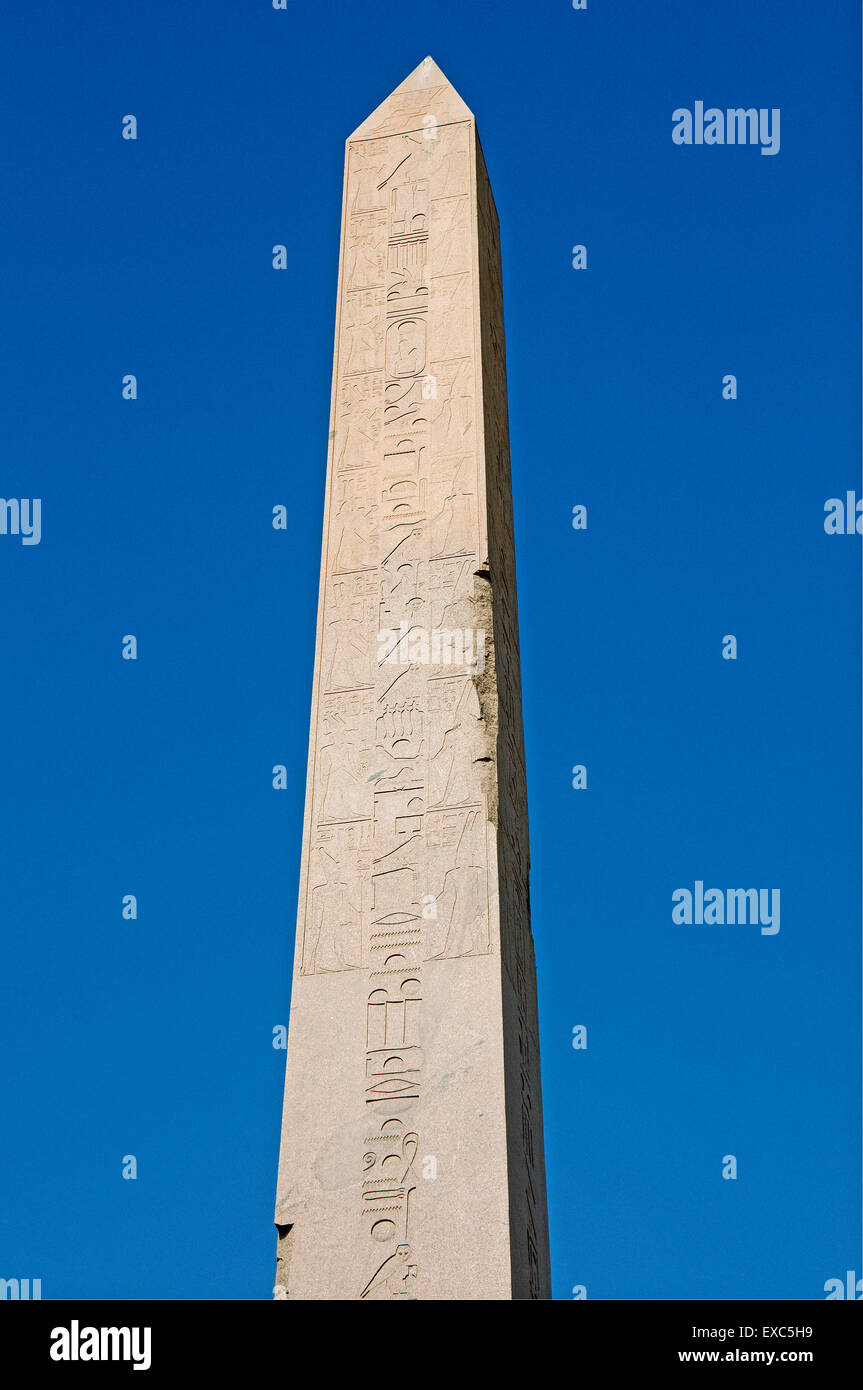 Karnak, Luxor, Egypt. Temple of Karnak sacred to god Amon: obelisks of the pharaoh Hatshepsut or Maatkara Stock Photo