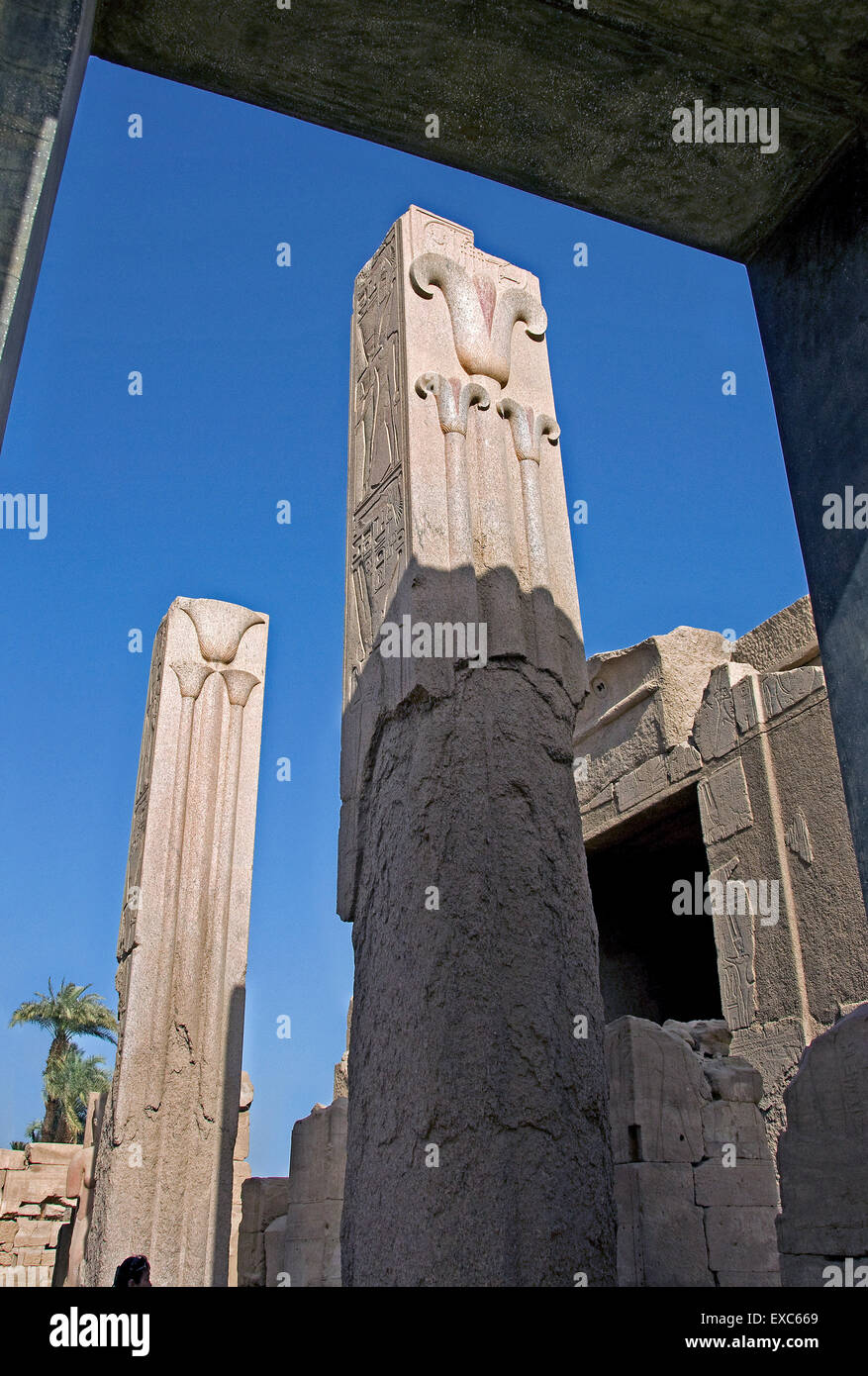 Karnak, Luxor, Egypt. Temple of Karnak sacred to god Amon: obelisks of the pharaoh Tuthmosis IV Stock Photo