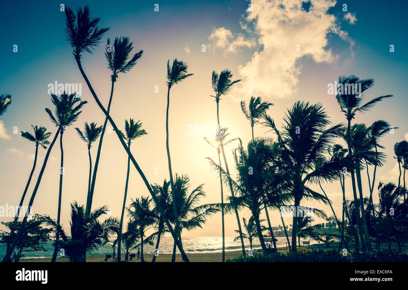 Beautiful sunrise over Caribbean sea in Dominican Republic Stock Photo