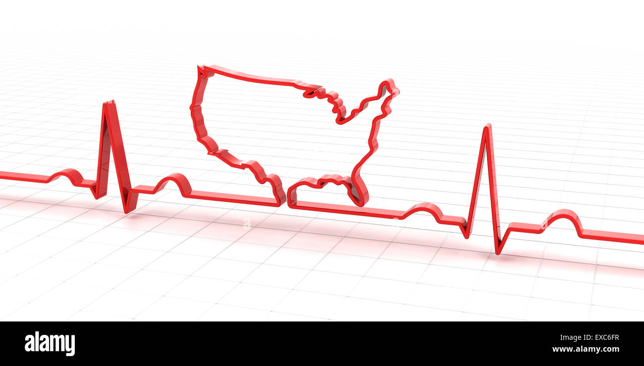 ECG, electrocardiogram in the shape of USA map Stock Photo - Alamy