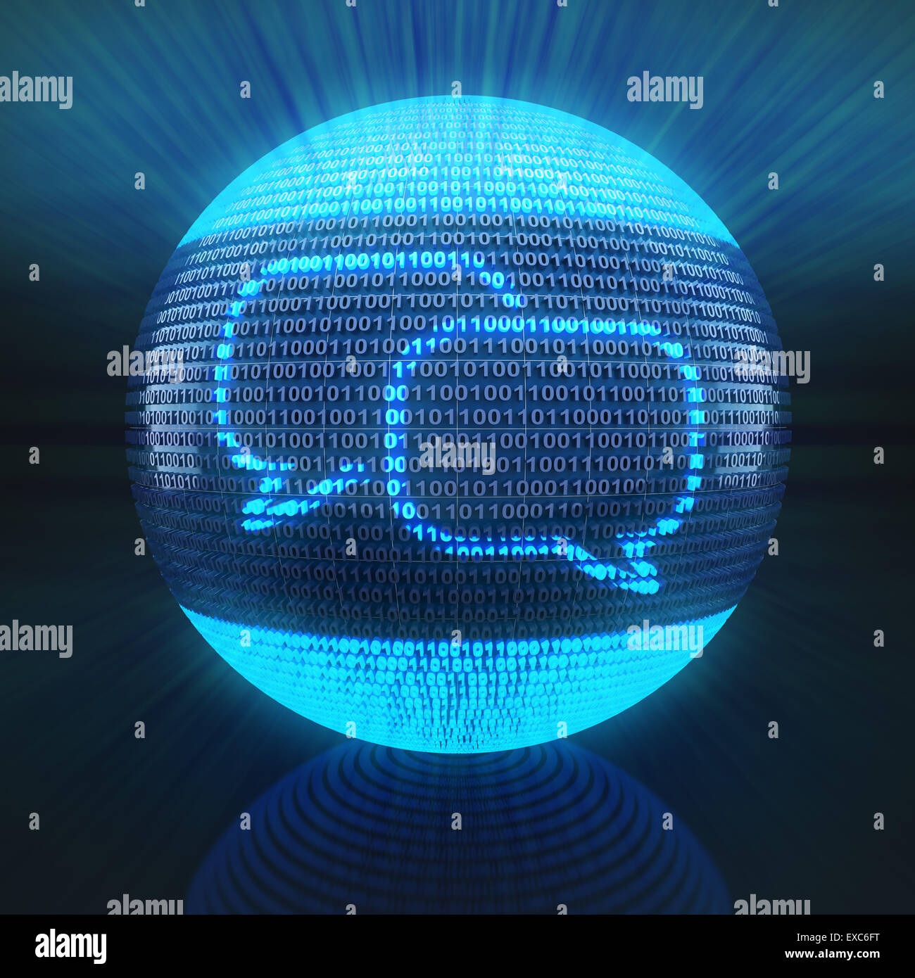 Chat icon on sphere formed by binary code Stock Photo
