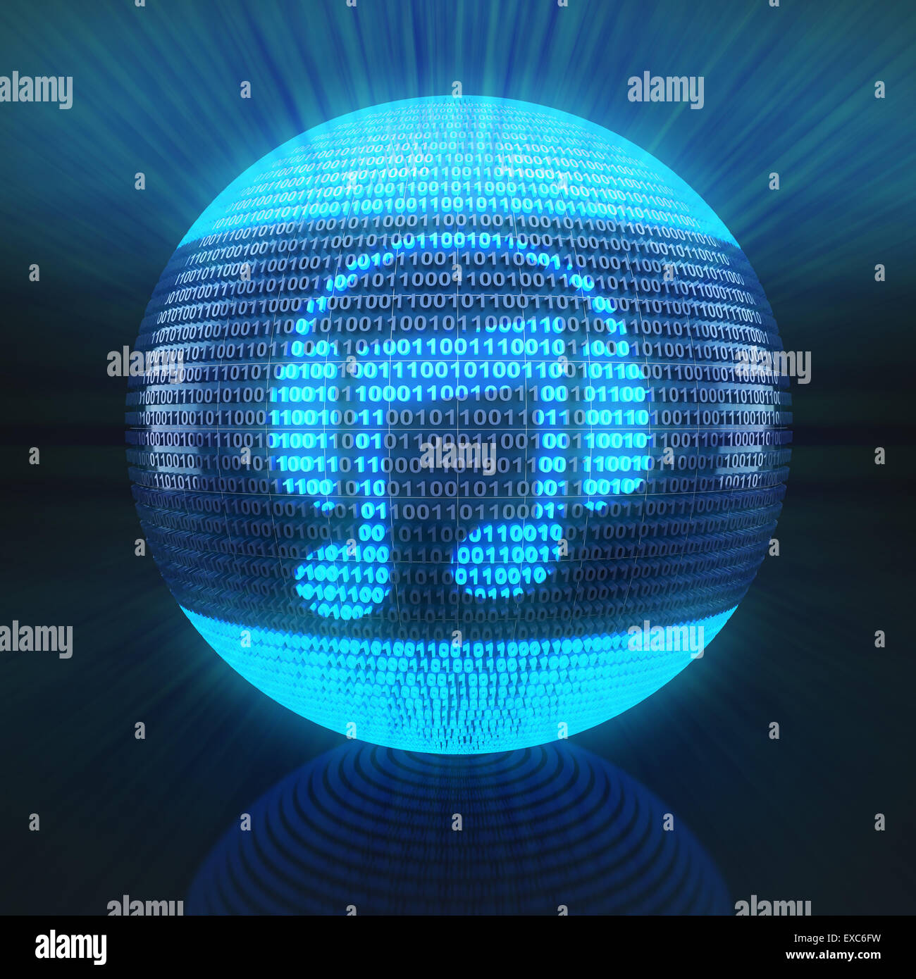 Music icon on sphere formed by binary code Stock Photo