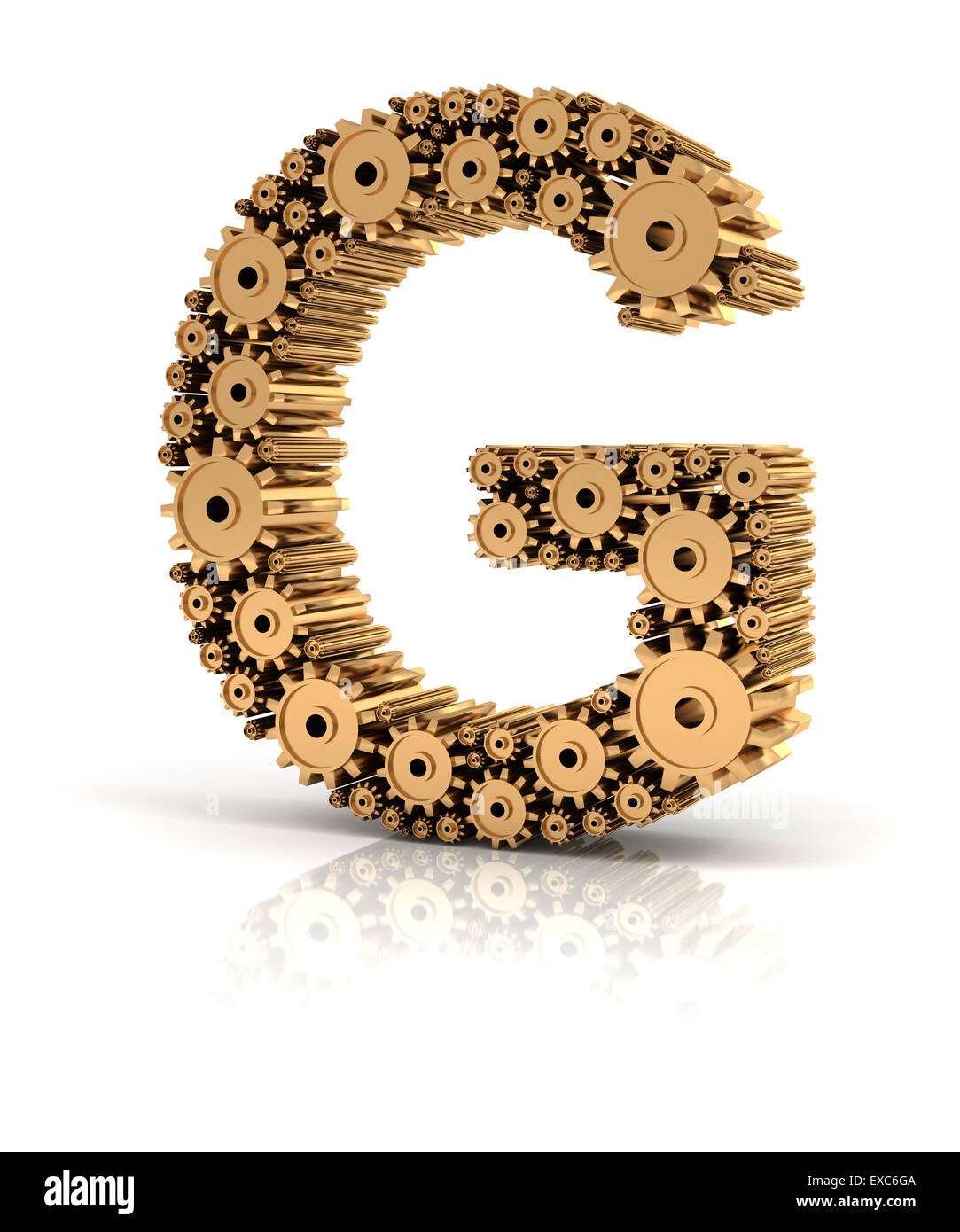 Alphabet G formed by gears Stock Photo