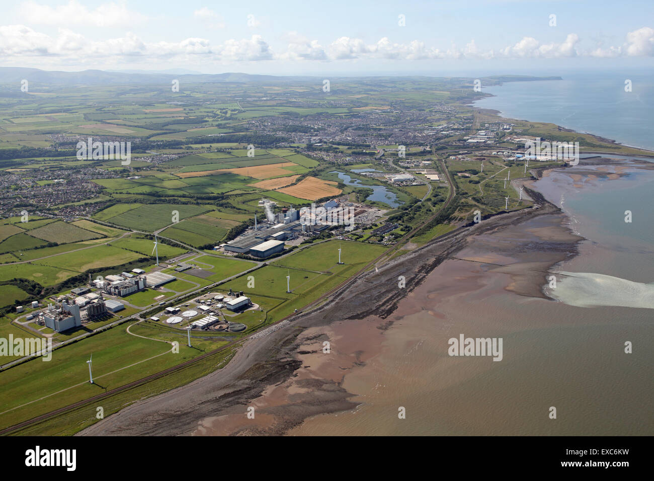 aerial view of the Cumbrian coast looking south towards Workington
