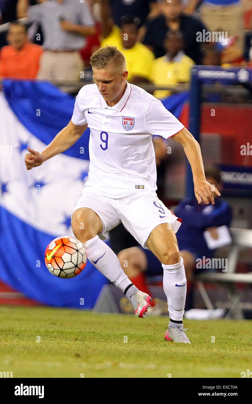 July 10, 2015; Foxborough, MA, USA; United States forward Aron Johannsson (9) in action during the first half of the CONCACAF Gold Cup match between Haiti and the United States at Gillette Stadium. USA defeated Haiti 1-0. Anthony Nesmith/Cal Sport Media Stock Photo