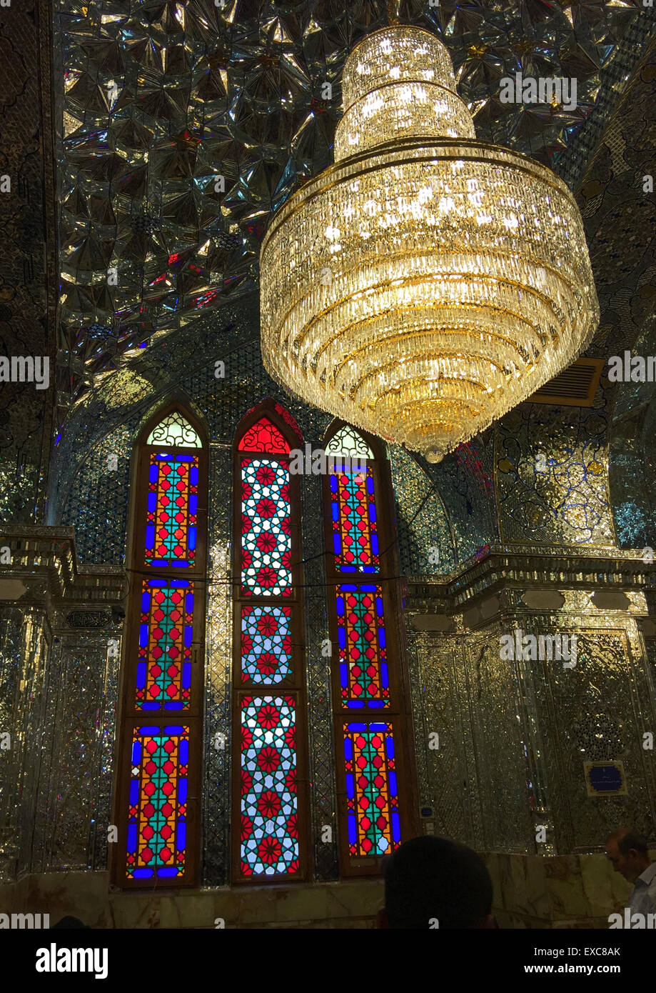 The Stained Glass Windows And Huge Chandelier Of The Prayer Hall Of The