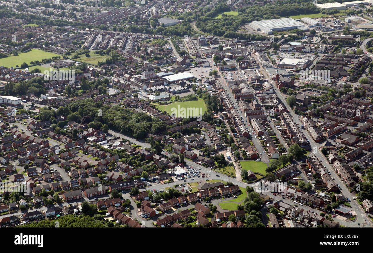 aerial view of Newton-le-Willows town in Lancashire, UK Stock Photo