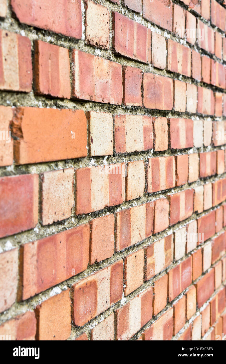 Close up of part of a brick wall from a side perspective Stock Photo